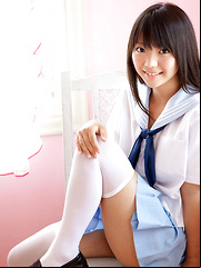 Fuuka Nishihama Asian takes school uniform off piece by piece